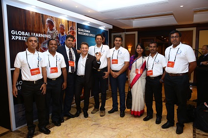 Figure 6: Team Danvantri with Dr. Peter Diamandis, Chairman and CEO of XPRIZE (pictured fourth from left). Photo courtesy of Team Danvantri.